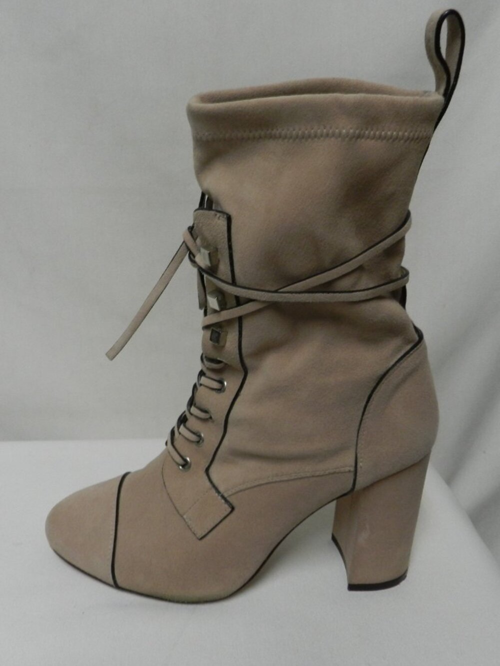 Stuart Weitzman Veruka Lace-Up Suede Heel Boots Mid Calf Lace Up Combat Size 9.5